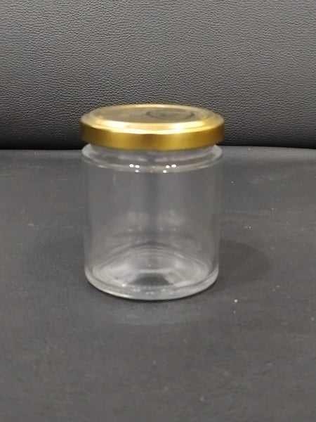 AM2998 Piramal Jar Round Glass Jar with Airtight Metal Lid, 135 ml, Gold Lid 1 Pcs