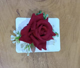 AM1111  Red Rose & White baby Flower Hair Clip For Women