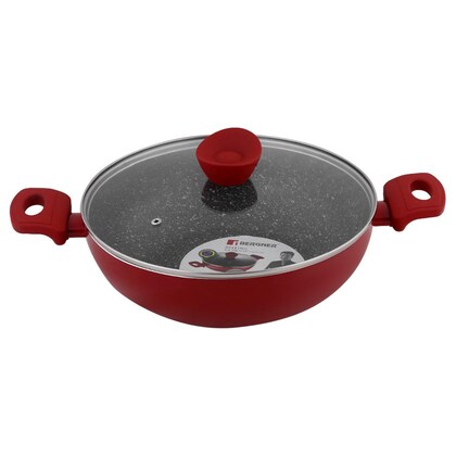 AM2260 Bergner Bellini Plus Kadai with Glass Lid 5 Layer Non Stick 32 cm 7.6 Litres Thickness 3.2mm