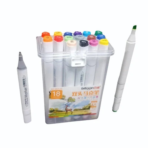 AM2461 Plastic Bitoon Twin Brush Marker BT987 Paint Markers Easy 18pcs Multicolours