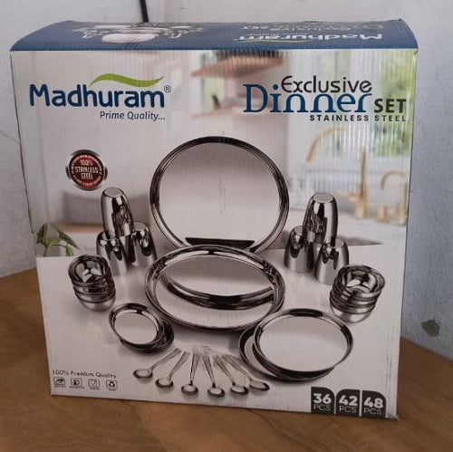 AM3966 Madhuram Exclusive Dinner Set Stainless Steel 42 Pcs Set