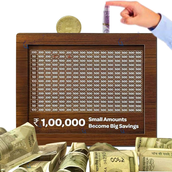 AM6124 Wooden Unicorn Piggy Bank/Money Bank 1,00,000 Goal Tracker