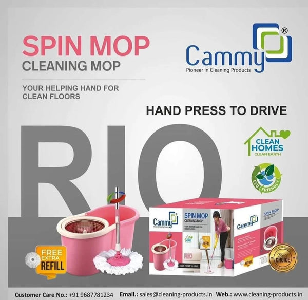 AM3627 Cammy SS Roi Floor Cleaning Mop with Bucket and Microfiber Refill