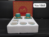 AM2559 Yamasin Ceramic  (Gold,Green, Cup and Saucer Set) YCS1868