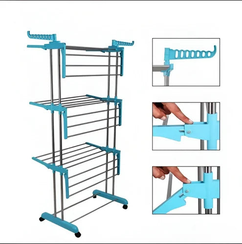 AM2254 Uttam Cloth Drying Stand Stainless Steel Cloth Hanging Stand Multicolour