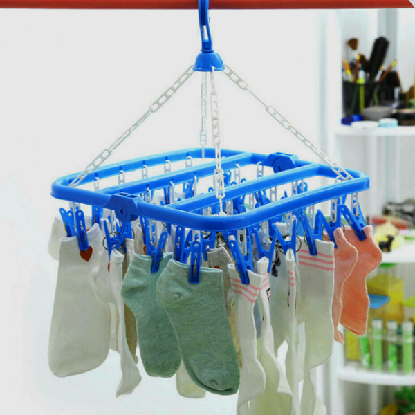 3461 Plastic Cloth Hanging Clips Set of 12 Pieces (1 Dozen) - Multicolor