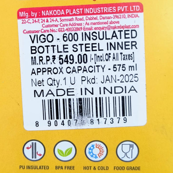 AM5123 Vigo 600 Insulated Steel Bottle 575ml