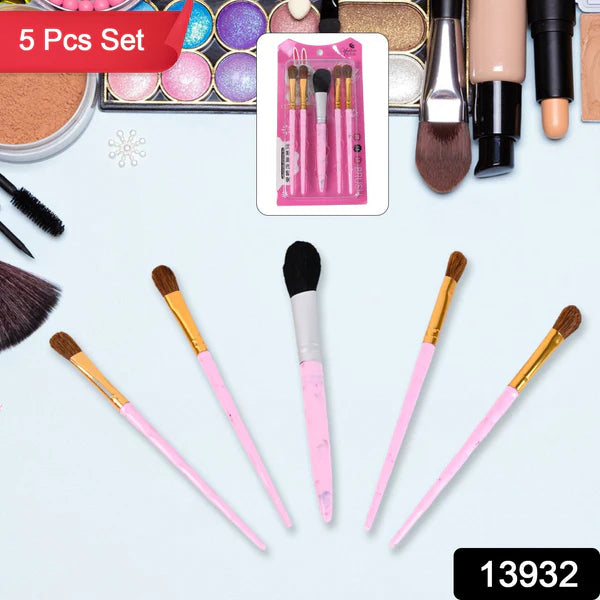 13932 5pc Makeup Brush tools kit (5 Pcs Set / Mix Color)