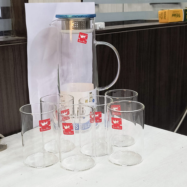 AM5373 Shine Max Steel Lid Water Jug With Glass 6pc