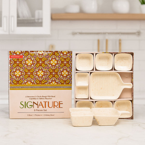 Di0314 Signature 8-Piece Melamine Dinner Set with Serving Platter