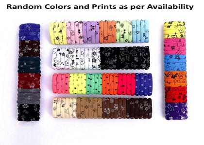 AM1159 Rubber Band Hair Accessory Soft Rubber Stretchy Ponytail Holder Elastic Hair Ties Light & Dark MultiColors Printed Design Hair Bands
