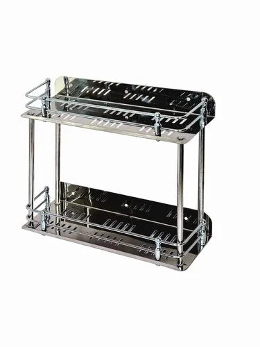 3785 Stainless Steel Bathroom ,Kitchen Double Shelf And Rack (9x5 Inches)
