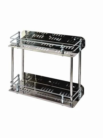 3657 Stainless Steel Bathroom ,Kitchen Double Shelf And Rack (18x5 Inches)