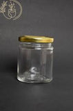 AM2998 Piramal Jar Round Glass Jar with Airtight Metal Lid, 135 ml, Gold Lid 1 Pcs