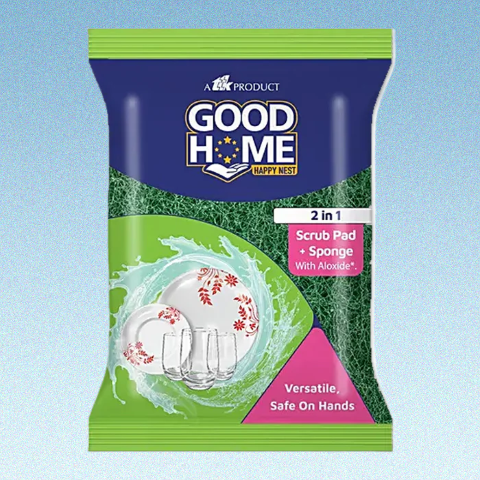 AM2478 Good Home Scrub Pad + Sponge Versatile Safe On Hands 2 In 1 Scrub Pad 1 Pcs