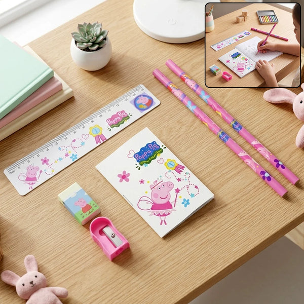 A06764 6-in-1 Student Stationery Combo Kit with Pencils, Ruler and Pouch for Kids (1 Set)