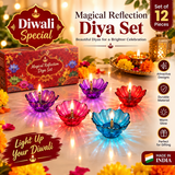 6320 Magical Reflection Diya Set with 6 Attractive Design Cup (Set Of 12 Pieces)