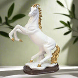AM5368 Gold Plated White Horse Statue Action Showpiece