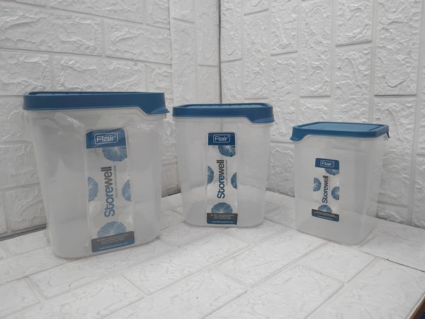 AM3654 Flair Plastic Storewell Square Containers 2400x6000x8000ml -3pcs