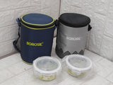 AM3695 Borosil Round 400ml Microwavable Lunch Box Set Of 3