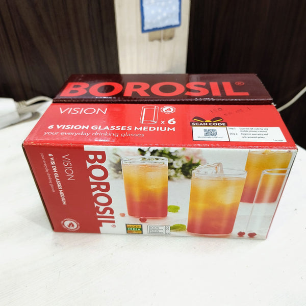 AM5167 Borosil Vision Medium Glass Set (Transparent, 295ml) Set of 6