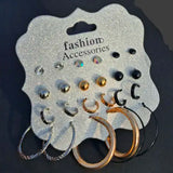 AM5777 Fashion Studs and Hoops Earring Set - 12 pairs Earrings Set for Women & Girls