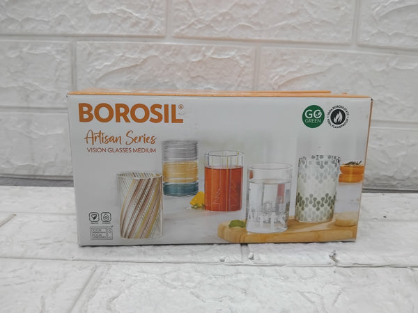 AM3678 Borosil Artisan Vista 295ml Glass Medium 6Pcs Set(BVVVISTAM295)