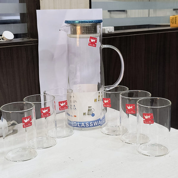 AM5373 Shine Max Steel Lid Water Jug With Glass 6pc