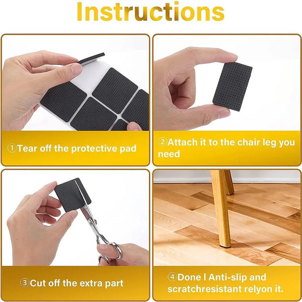 AM7620 Weikang Heavy Duty Self Adhesive Rubber Furniture Pads Anti Skid Floor Protectors 8 Pack