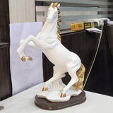 AM5368 Gold Plated White Horse Statue Action Showpiece