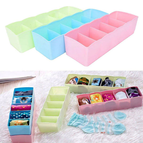 0235 5-Compartments Socks/Handkerchief/Underwear Storage Box Socks Drawer Closet Organizer Storage Boxes (pack of 2)