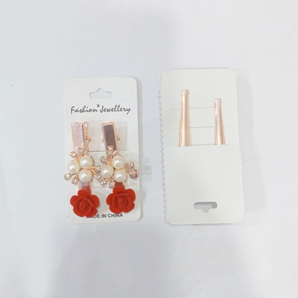 AM1138 Red Rose Stone Hair Clip 1 Pair