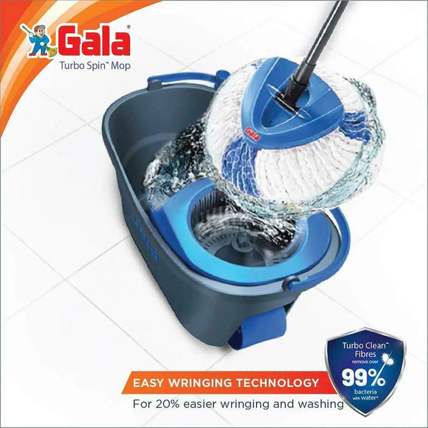 AM2498 Gala Turbo Spin Mop Floor Cleaning Mop stick big wheel with 2 Refills