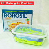 AM6203 Borosil Klip N Store Rectangular Glass Container - 2 Ltr with Air Tight Lid