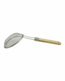 3132 20cm Stainless Steel Strainer Skimmer Deep Fry Jhara with U Shape Wooden Handle