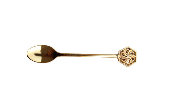 AM0734 Pack of 1 Gold Swan Dessert Spoon Holder Cutlery Set Stand Brass