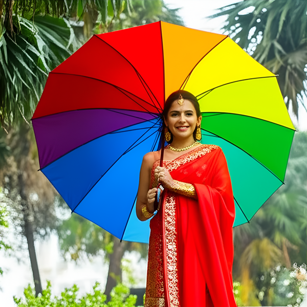 AM5792 Colorful Rainbow Umbrella (Jumbo) For Sun and Rain Protection