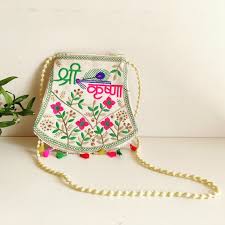 3899 9inch Traditional Purse, Rajasthani Jaipuri Cotton handle Bag, Ethnic Stylish Designer Handicrafted Handbag for Women & Kids stylish design