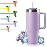 3064 Sipper Bottle With Handle Straws Insulated  Lilac 1200ml