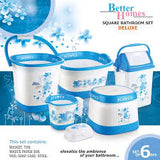 AM2588 Joyo Deluxe Square Bathroom Printed Bucket, Dustbin, Tub, Jumbo Patla, Mug ,Soap case Set 6 Pcs Multicolour