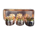 AM0740  Copper Dry Fruit Jar Set And Tray (Set Of 3 Jars And Tray), 250 ML