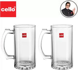 AM2666 cello Isola Glass | Set for Juice, Beer, Beverages | 485ml, Clear Glass Beer Mug  (485 ml, Pack of 2)