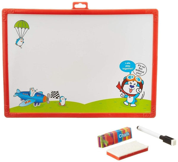 AM0013 Educational Slate For Kids | Slate 2 in 1 Write and Wipe Board with Plastic Frame for Kids | Slate for Kids 3 Years and Above | Multicolor Slate