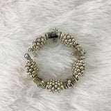 Di0214 Oxidized Peacock Feather Design Silver Bracelet