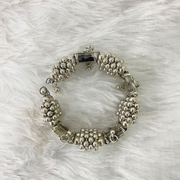 Di0214 Oxidized Peacock Feather Design Silver Bracelet