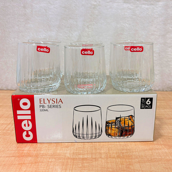 AM6574 Cello Elysia Glass Tumbler Set, 320ml (Set of 6)