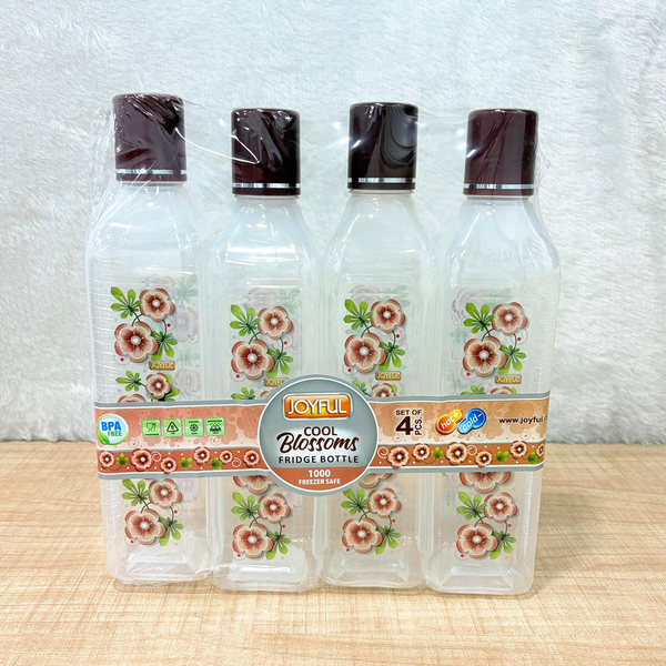 TM0169 Joyful Cool Blossoms Square Fridge Bottle Set - 1000ml (Set of 4)