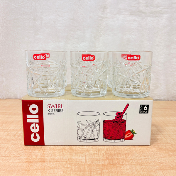 AM6543 Cello Swirl K-Series Glass Tumbler Set - 215ml (Pack of 6)