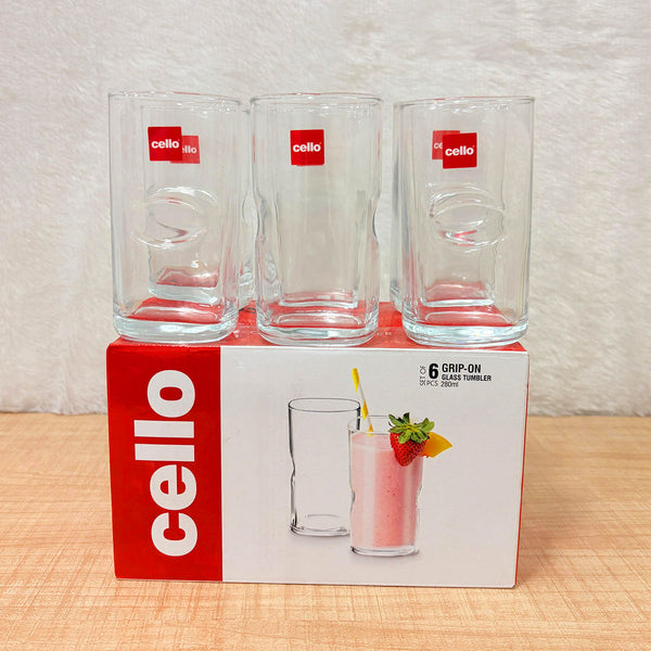 AM2599 Cello Grip On 280 ml ,Tumbler Water Glass 6 PCS Set