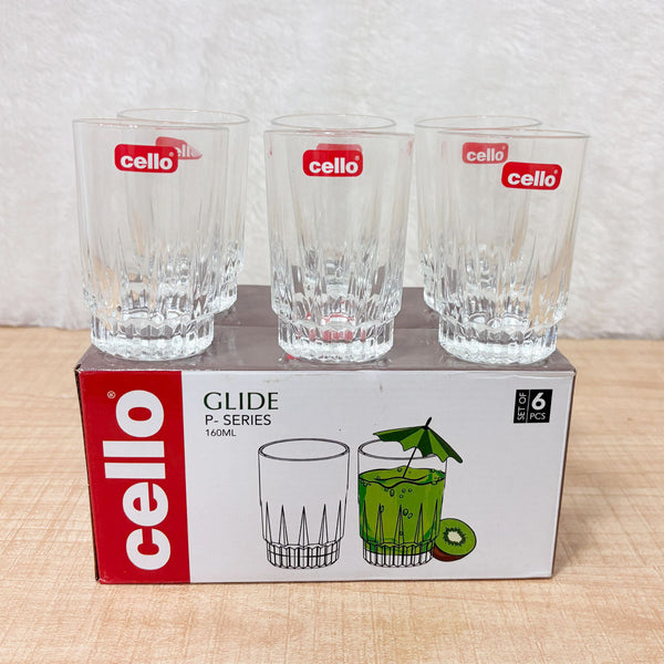 AM6617 Cello Glide P-Series Glass Tumbler Set, 160ml (Set of 6)